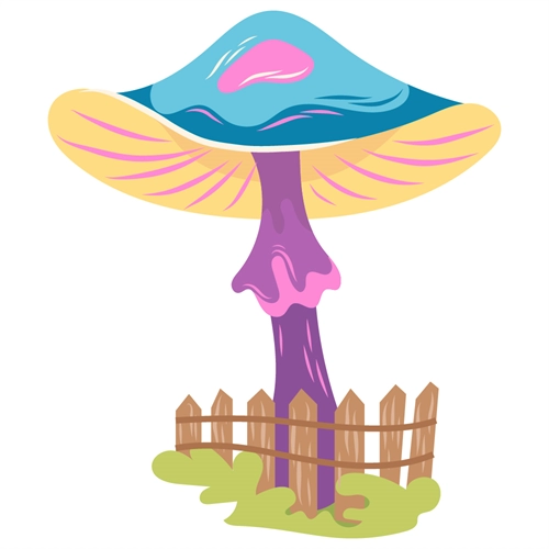 Fairyland Theme Tall Mushroom Transparent Sticker